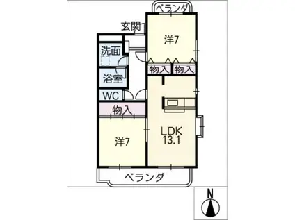 アビタシオン石黒(2LDK/3階)の間取り写真