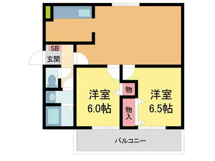 ピュア東甲子園(2LDK/3階)の間取り写真