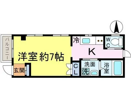 メゾン花II(1K/1階)の間取り写真