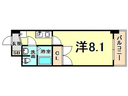 ONE ROOF FLAT NISHINOMIYA(1K/9階)の間取り写真