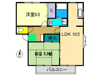 ヴィーブル新田(2LDK/2階)の間取り写真