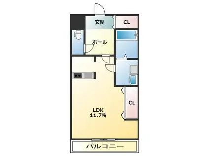 ロイヤルヒルズF(1K/1階)の間取り写真