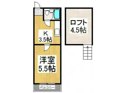ジェネシスパートIII(1K/2階)の間取り写真