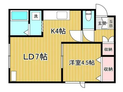 ヴォーンリッヒ緑ヶ岡(1LDK/2階)の間取り写真