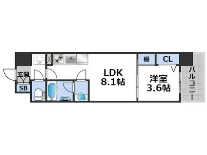 アーバネックス難波ウエスト(1LDK/6階)の間取り写真