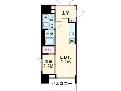 クレヴィアリグゼ錦糸町(1LDK/2階)の間取り写真
