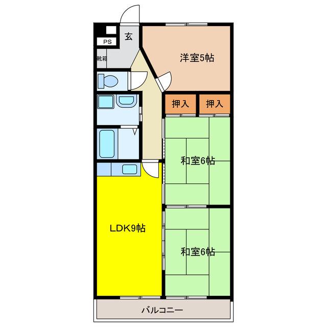 パークサイドHONDA(3LDK/3階)の間取り写真