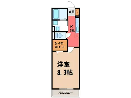 東武伊勢崎線 細谷駅(群馬) 徒歩25分 3階建 築8年(1K/2階)の間取り写真