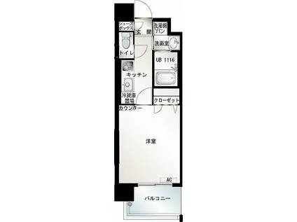 エンクレスト薬院(1K/14階)の間取り写真