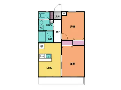 アステリア(2DK/3階)の間取り写真