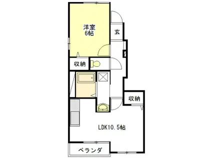 Y・Yロータス A・B棟(1LDK/2階)の間取り写真