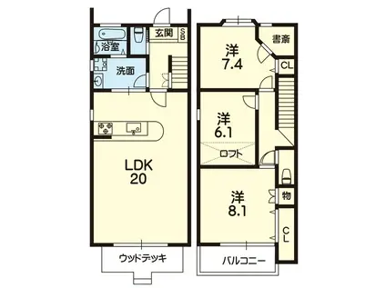 コンファティーブエスフロント(3SLDK/1階)の間取り写真