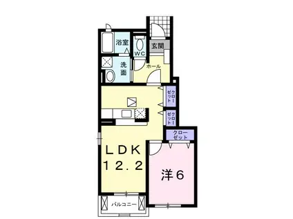 プロムナードII(1LDK/1階)の間取り写真