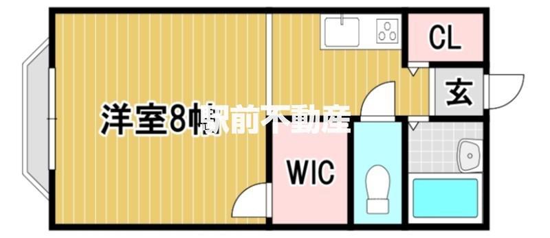 アヴェニール御井(ワンルーム/1階)の間取り写真