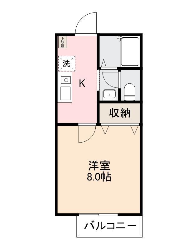 サンライズミレニアム(1K/2階)の間取り写真