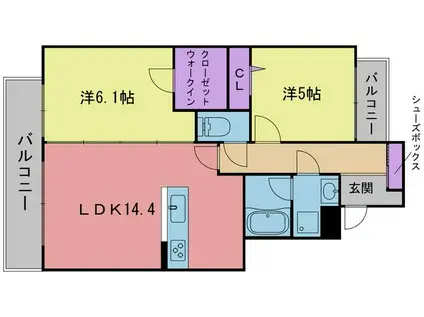 弥生なつめビル(2LDK/5階)の間取り写真