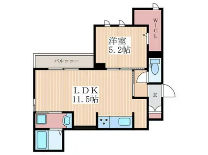 グランテリア楽々園S(1LDK/1階)の間取り写真