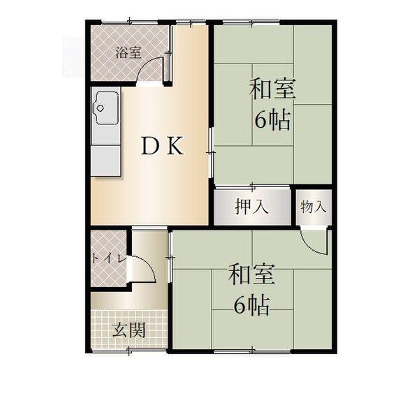 紫ハイツ(2DK/1階)の間取り写真
