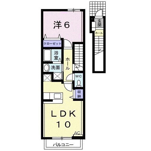 クロス マウンテン(1LDK/2階)の間取り写真