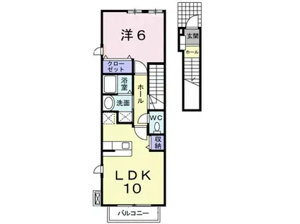 トゥルーランド錦C(1LDK/2階)の間取り写真