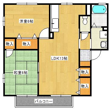 クレストハウスC(2LDK/1階)の間取り写真