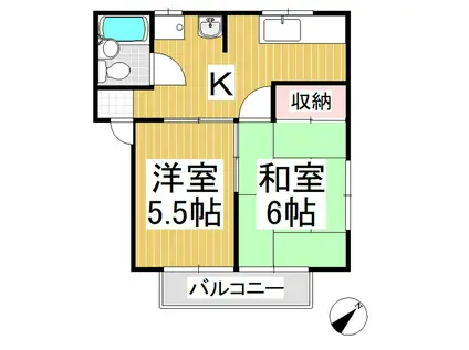 コーポハルナ(2K/2階)の間取り写真