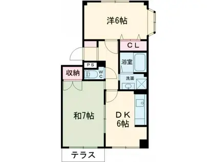 アーバンウエストII(2DK/1階)の間取り写真