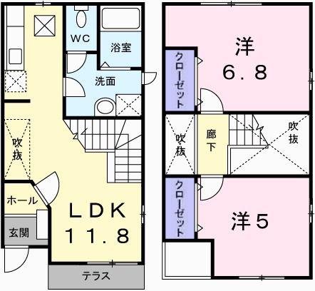メゾンレリア(2LDK/1階)の間取り写真
