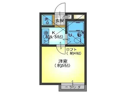 弘明寺ハイツ(1K/2階)の間取り写真
