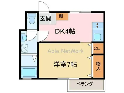 ロイヤルハイツ新田(1DK/2階)の間取り写真