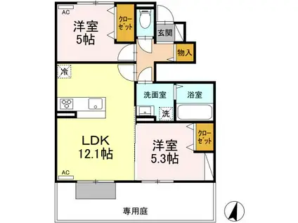絆III(2LDK/1階)の間取り写真