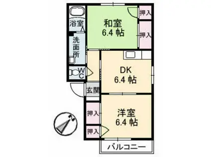 リバティーエイトコーポ(2DK/1階)の間取り写真