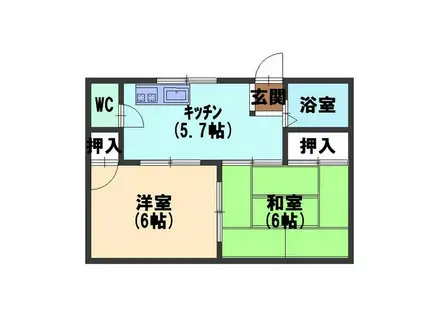 フォーブル勝木(2DK/2階)の間取り写真