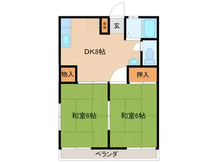 サンハイツ布川台(2DK/2階)の間取り写真