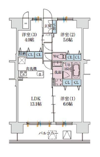 スプランディッド梅田グランノース(3LDK/4階)の間取り写真