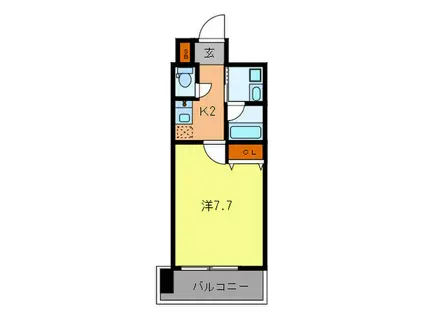 ピアグレース神戸(1K/2階)の間取り写真