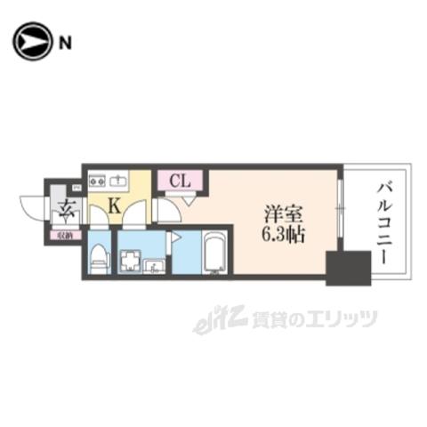 フォーリアライズ大阪ミッテ(1K/14階)の間取り写真