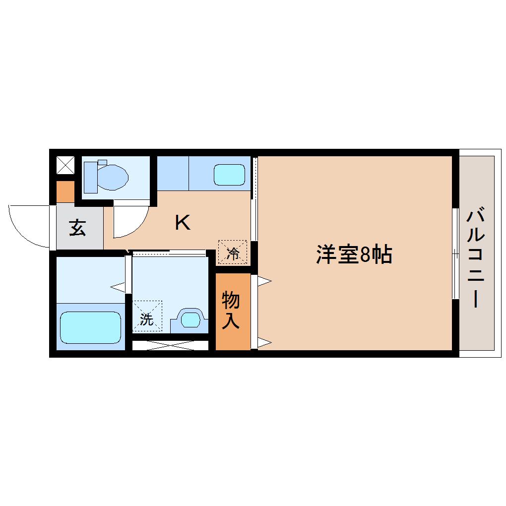 エーブルB(1K/1階)の間取り写真