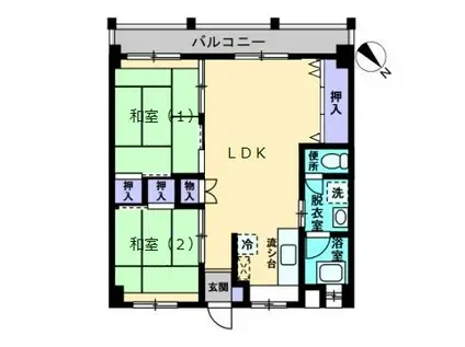 世利ビル(2LDK/6階)の間取り写真