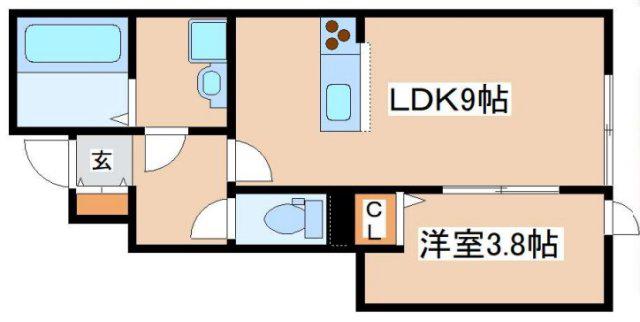 GREEN BELL赤穂(1LDK/1階)の間取り写真