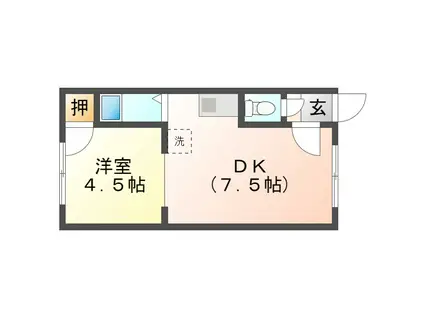 ハイツまるいNO132(1DK/2階)の間取り写真
