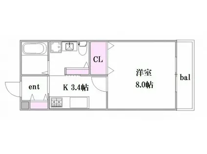 メゾンヴェルテ(1K/1階)の間取り写真