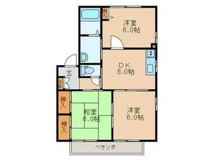 リバプ-ル I棟(3DK/2階)の間取り写真