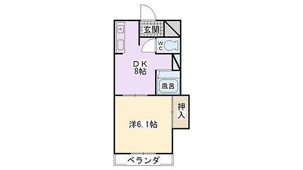シャトレ新町(1DK/3階)の間取り写真