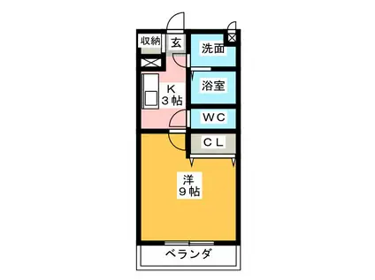 ドミールVI(1K/2階)の間取り写真