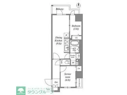 コスモグラシア両国レジデンス(1SLDK/3階)の間取り写真