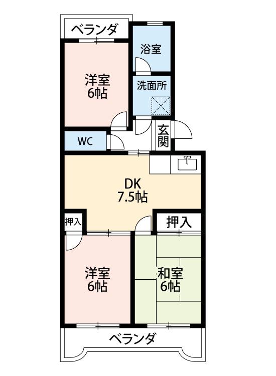 サマーブリーズII(3DK/4階)の間取り写真