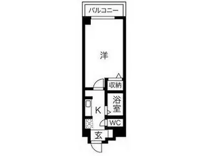 ヒルズかすみ(1K/2階)の間取り写真