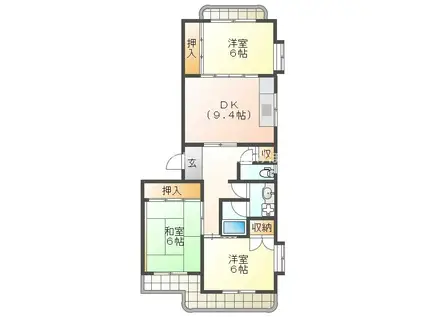ナカスギマンション(3DK/2階)の間取り写真