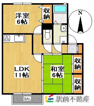 レイクヒルズI(2LDK/1階)の間取り写真